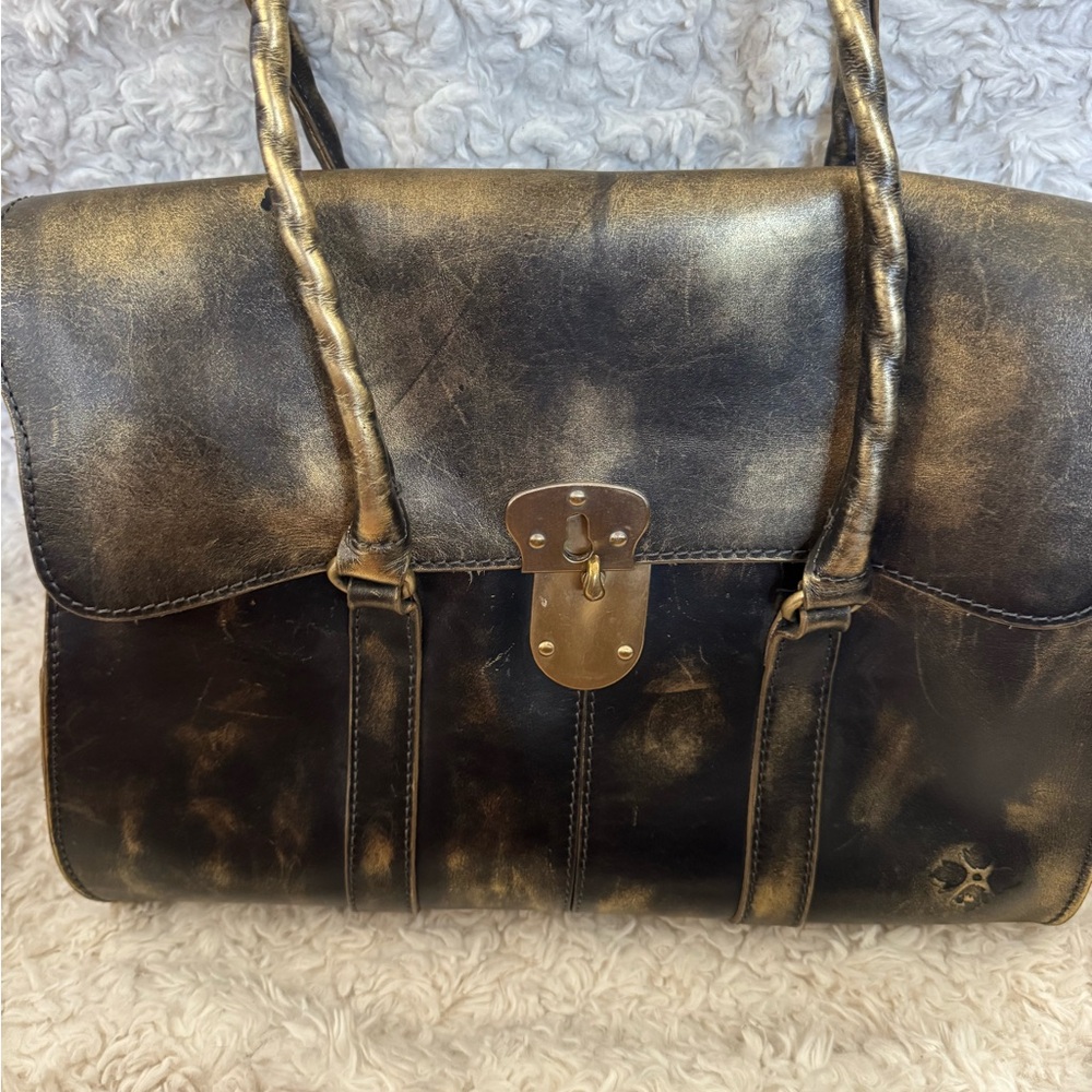 Patricia Nash Black and Gold Shoulder Bag with Classic Design